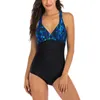 Women's Swimwear One Piece For Women Sexy V Neck Slimming Swimsuit Spaghetti Strap Backless Print Summer Beach Wear