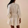 Повседневные платья, мини-платье с длинными рукавами для женщин Y2k, глубокий V-образный вырез, пышные трапециевидные формы, осень 2024, короткая уличная одежда в стиле Babydoll