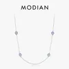 Pendants MODIAN Design 925 Sterling Silver Sparkling Lucky Blue Eyes Pendant Necklace Neck Chain For Women Birthday Anniversary Gift