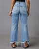Damskie dżinsowe spodnie mody Y2K szeroko nogawkowe grzywki Otwórz obfite proste nogi dla kobiet ubranie