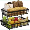 Panier à fruits à 2 niveaux, 1 pièce, pour comptoir de cuisine, plateau à pain et légumes, support de rangement rectangulaire en métal amovible W 240125