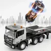 Huina 1318 1 24 RC Trailer Truck Tractor 2.4G Fjärrkontroll Konstruktion Radiokontroll Flatbed RC Car Toys for Boys Kids Gifts 240122