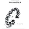 Cluster Rings Punk Big Black Skull Skeleton Vintage Thai Silver Color Adjustable Ring For Women Mens Fashion Korean Chunky Jewelry S-R2186