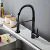 Kitchen Faucets Brushed Zinc Single Hole Pull-out Type 360 Degree Rotary Ceramic Spool Fixture Water Facilities