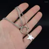 Chains Punk Stainless Steel Wang Yibo Same Necklace Five-pointed Star Round Circle Pendant Hipster Hip Hop Guys Rock Necklaces Jewelry