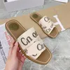 Designer Wooden New Sandal Women's sluffy flat bottomed mule multi-color lace Letter canvas slippers summer home shoes brand chl01 sandles Size 35-42