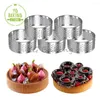 Baking Moulds 4/6/8 Pcs Stainless Steel Circular Tart Ring French Dessert Perforated Fruit Pie Quiche Cake Mousse Mold Kitchen Mould