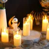 6PCS LED Flimeless Electric świece lampa akrylowa szklana bateria migocząca Fałszywa świeca Tealight Murs na ślub świąteczny 240123