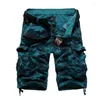 Shorts masculinos 2024 camuflagem solta carga homens legal verão militar camo calças curtas homme gota tática