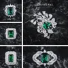 Pierścienie klastra luksus 5 modele projekt geometryczny symulacja szmaragd zielona dla kobiet obrączka ślubna srebrna kolor żeńska biżuteria Prezenty