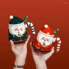 Tasses Creative Cartoon Santa Claus Tasse en céramique Net Rouge Mignon Main Couleur Eau avec marque de cadeau