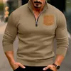 Sweat-shirt à capuche à manches longues pour hommes, polaire décontracté avec col montant et fermeture éclair, hauts avec poches pour l'automne