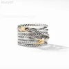 디자이너 David Yuman Yurma Jewelry 925 Sterling Silver Multi Layer Twisted Wire Ring