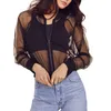 Women's Jackets Sexy Transparent Mesh Sheer 2024 Summer Thin Long Sleeve Brief Outwears Women Zipper Beachwear Coats