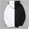 Sweats à capuche pour hommes Sweats à capuche à manches longues pour hommes moitié noir blanc Cool Plain Hoddies Menwork coton sweat-shirt à capuche pour hommes mode W Oteol