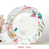 Ensembles de vaisselle Ensemble d'assiettes en céramique glaçures fête flore vaisselle porcelaine petit déjeuner assiettes à Dessert plats bol à nouilles tasse à café décor à la maison