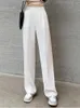 Casual High Waist Loose Wide Leg Pants for Women Spring Autumn Female FloorLength White Suits Ladies Long Trousers 240202