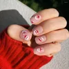 False Nails Long Square And Almond French Christmas Snowflake Press On Starlight Full Cover Fake Nials Women Girls