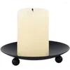 Candle Holders Black And Gold Iron Plate Holder Decoration Base Wedding Venue Props