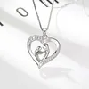 Pendentifs Véritable 925 en argent Sterling pendentif colliers maman avec fils amour coeur CZ diamant fête des mères cadeau bijoux fins