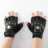 Gants de cyclisme en cuir PU pour hommes, demi-doigt de protection, tactique d'équitation d'alpinisme, personnalité Rivet Fitness