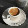 مرآة انعكاس كوب القهوة الإبداعية حصان بصري ملحوظة الطنان القدح لويتشو شاي مجموعة مع Coaster 90ml220ml 240129