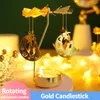 캔들 홀더 낭만적 인 금 촛대 회전하는 금속 홀더 웨딩 바 파티 장식 테이블 스탠드 액세서리 선물