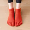 Chaussettes pour hommes femmes cinq doigts antidérapants fitness yoga couleur unie bout fendu anti-dérapant élastique élastique