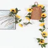 Flores decorativas 2pcs flor artificial videira girassol plantas sol casa decração guirlanda de casamento decoração de festa