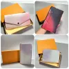 luxery Designer Wallets Midnight Fuchsia COIN PURSE WALLET Sunrise Pastel Coin purse Mini Wallet business cardholder with box high quality