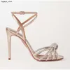 2024 Topp lyxiga märken Celeste Sandals Shoes !! Eleganta kvinnor kristaller strappy lady high klackar sommar brud bröllop fest rabatt skor eu35-43