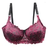 BRAS 2024 Sexy pour femmes dentelle creuse broderie Push Up sous-vêtements femme mince moule CDE tasse Lingerie