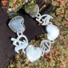 Hiphop Jewelry Design Silver Plated Paved Baguette Moissanite Diamonds Crossing Bubble Heart Shaped Letter Cuban Chain Necklace