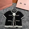 Women T Shirt MM Short Sleeve Sweater Woman Knit Fashion Ins Style Trendy Slim Lady T-shirt Knit Shirts tees