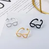 Küme halkaları çocuksu mini gözlükler kadınlar için çift yüzük yaratıcı niş tasarım açık işaret parmak moda parti takı aksesuarları