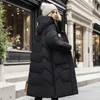 Unten Baumwolle Jacke Lange Parkas Frauen Herbst Winter 2023 Koreanische Streetwear Winddicht Dicke Warme Puffer Jacke Mit Kapuze Große Taschen 240125