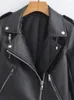 Kvinnors jackor traf 2024 mode faux läder beskuren motorcykel jacka kappa vintage långärmad zip-up kvinnlig ytterkläder streetwear