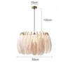 Pendant Lamps Modern Dining Room Feather Chandelier Light Nordic Living Bedroom Lamp Ins Round Droplight