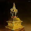 Бутылки принадлежности для тибетского буддизма бутик хрустальная ступа пагода позолота башня Бодхи реликвия Топ реликвии Будды высотой около 17 см
