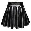 Kjolar kvinnor patent läder blossade miniskirt dansföreställning osynlig dragkedja a-line mini klubbkläder cosplay dräkt