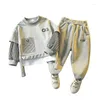 Clothing Sets Spring Autumn Children Suits For Boys Girls Stripe Fake Two-piece Long Sleeve Hoodies Pants 2PCS Outfits Kids Baby Suit