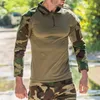 Erkek Hoodies Dış Mekan Eğitim Sweatshirt Erkek Ordu Tarzı Kamuflaj Baskılı Patchwork Sweatshirt Sıradan Zip-Up Uzun Kollu İnform