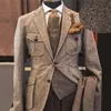 Tweed Groom Tuxedos Business Suit Party Suit 3 sztuki kurtka