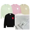 mammy coatwomen Designer Amis Sweater men Women's Korean Fashion A Heart Pattern Round Neck Knitwear sweatshirts Luxury Brand Lover A-line Small Red Heart S-XL