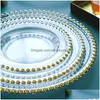 Dishes Plates 13Inch Round Wedding Clear Sier/Gold Beaded Charger Glass Plate For Table Decoration Dh8767 Drop Delivery Home Garde Dhsy8