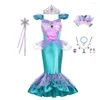 Girl Dresses Kids Dress For Girls Cosplay Little Mermaid Ariel Princess Costume Children Carnival Birthday Party Clothes