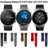 Titta på Bands Original 22mm Leather Watchband för Huawei GT3 GT 3 Pro /GT SE Runner Armband Strap 2 GT2 46mm Smartwatch Band