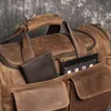 Retro Brown Herrhandbagage BAGA CRAZY HORSE LEATHER STOR CAPACITY rese Affärshelg en axel messenger 240124