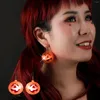 Baumelnde Ohrringe Halloween Party LED leuchtende Acryllegierung Geisterkopf Kürbis Schmuck Geschenk Mew