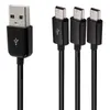 Cabo carregador de dados macho 1 a 3 mini USB 5 pinos Porta T Carregamento rápido Y divisor cabo de data 1m